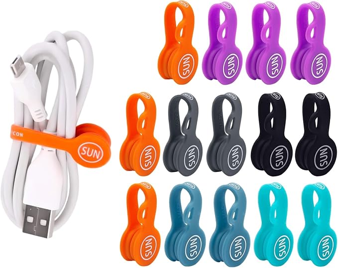 Cable Cord Organizer Magnetic Cord Organizers Twist Tie Magnet Clips Cord Wrap Keepers For Charging Cord Headphone Cord Holder Silicone Cable Strap Appliance Fridge Bookmark Whiteboard Keychain 14PACK