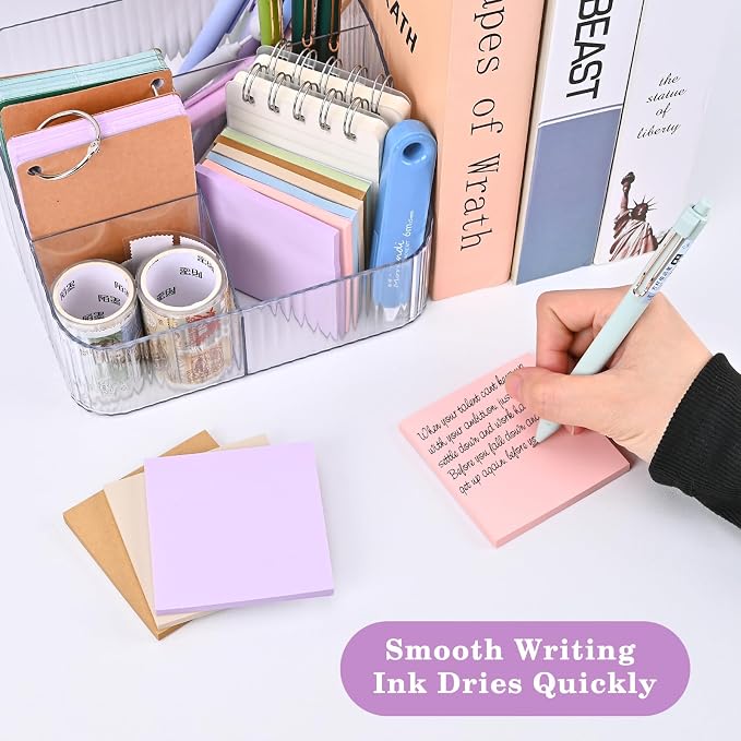 Sticky Notes 3”x3”, 12 Colors Vintage Self-Stick Note Aesthetic, 12 Pads, 50 Sheets/Pad Total 600 Sheets, Easy to Post for School Office Desk Accessories Desk Supplies (Vintage Morandi)