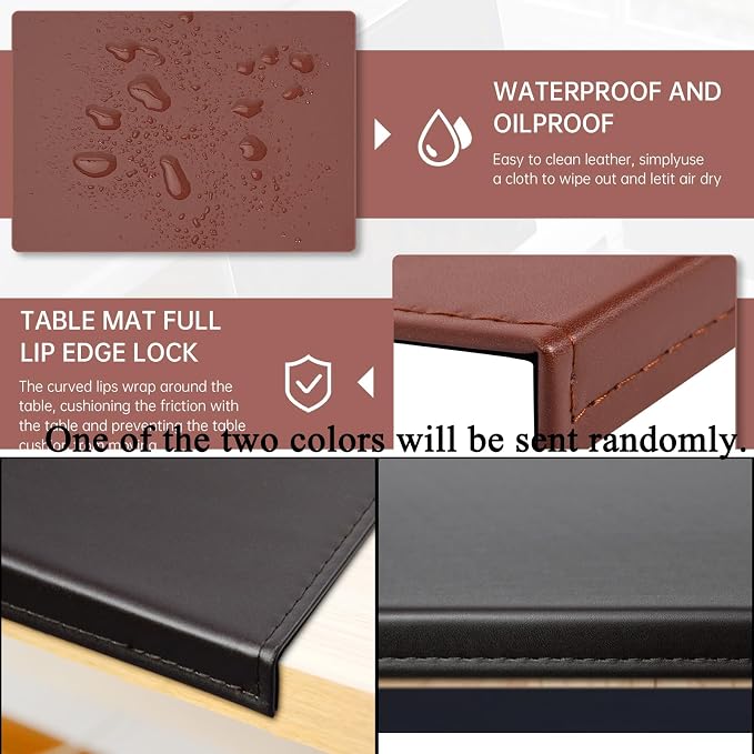 AKOZLIN 35.4"x 18.9" Soft PU Leather Surface Office Desk Mouse Mat Anti-Push Pad with Full Grip Fixation Lip Table Blotter Edge-Locked Protector