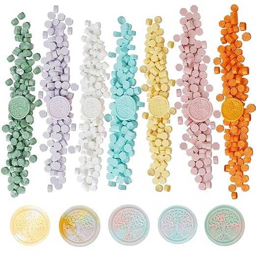 Wax Seal Stamp Kit - 357Pc Set with Wax Beads, Seal Stamps, Warmer, Spoon, Candles - Vintage Envelopes & Letters - Multicolor