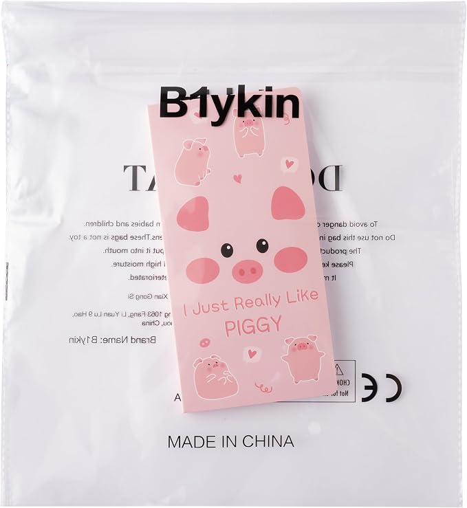 B1ykin Cute Sticky Notes Set - I Just Really Like Piggy Self-Stick Notes Pad, 550 Sheets Writing Memo Pages Sticky Notepad for Teacher Appreciation Gift, School Office Party Supplies (Pink Piggy)