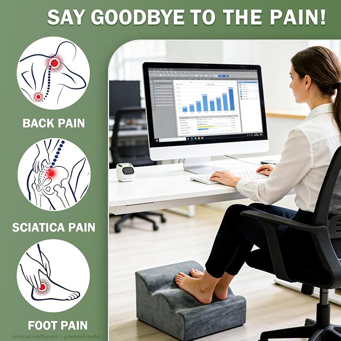 Foot Rest for Under Desk – 3-Layer Multi-Functional Foot Stool | Support for Office, Home, Sofa, Gaming, Three-layer Height Ergonomic Footstool. Footrest Cushion Relieves Back Hip Fatigue