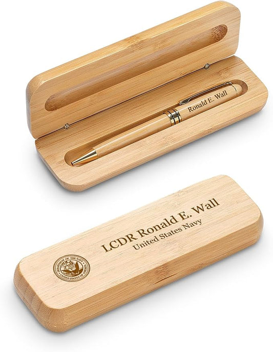 Executive Gift Shoppe | US Navy Laser Engraved Bamboo Pen and Box Set