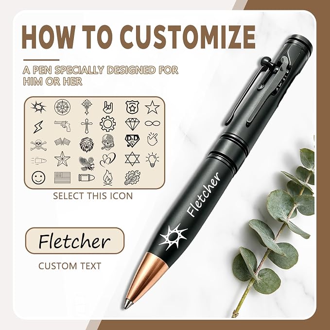 Custom Bolt Action Pen Gift Set with Engraving Personalized Metal Pen Gifts for Men Husband Father Boyfriend Grandfather Brothers Graduate (Bullet Pen)