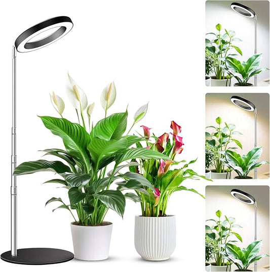 Kullsinss Grow Lights for Indoor Plants, 80 LEDs Full Spectrum Plant Light for Indoor Growing with 2 Mounting Options, 6/12/16H Timer, 3 Spectrum Modes, 37 in Height Adjustable Desk Grow Lamp (Black)
