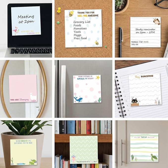 Inspirational Sticky Notes Gifts, 9 Pack Positive Fun Notepads 3x3 Inches, Funny Positive Self-Adhesive Memo Pads, Motivational Office Study Supplies Gift Rewards(450 Sheets)