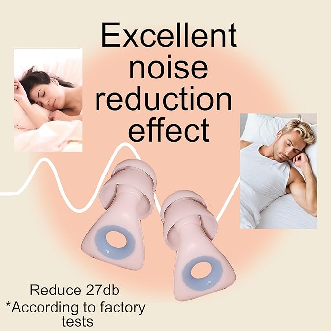 Elate Silicone Ear Plugs for Sleeping, 27dB Noise Reduction Reusable Earplugs, Soft Comfortable Ear Plugs for Snoring, Travel, Study, Concert, Swimming with Case - Pink