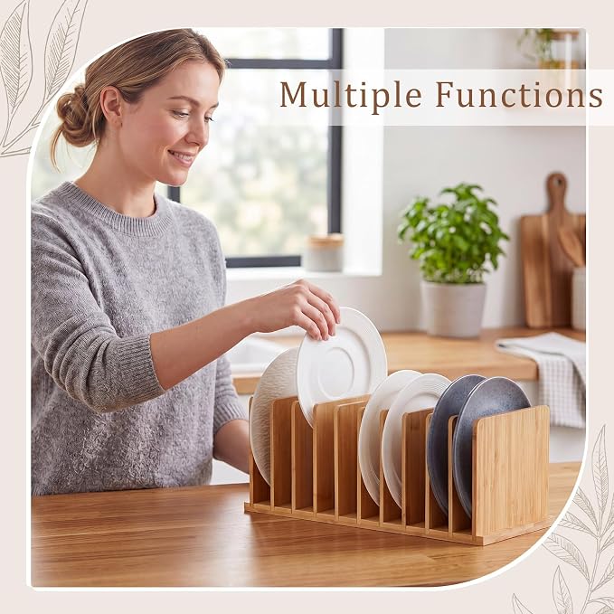 Suzile Bamboo File Mail Organizer for Desk, 10 Slot Vertical File Sorter,Letter Sorter, Desktop Mail Holder, Wooden Office Desk Organizer Countertop Paper Holders for Documents, Envelope
