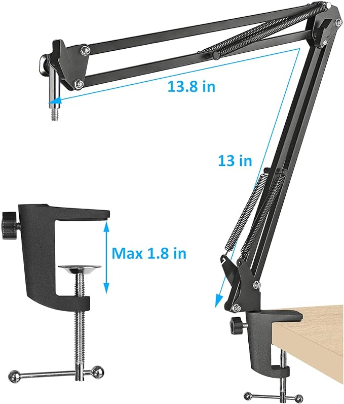 Seiren Mini Boom Arm Mic Stand with Pop Filter, Adjustable Suspension Boom Scissor Arm Stand with Pop Filter for Razer Seiren Mini USB Streaming Microphone by SUNMON