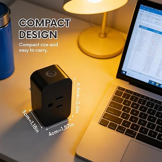 BXST WiFi Smart Plug 15A 1800W, Smart Outlet with Timer & Countdown, Voice Control with Alexa & Google Home, 2.4GHz WiFi Socket for Home Appliances, No Hub Required, CE FCC Listed, Black, 1 Pack