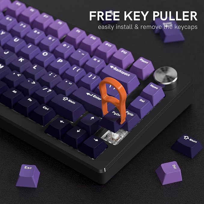 dagaladoo Keyboard keycaps Set, Double Shot PBT keycaps,Cherry Profile Custom Key caps 60 65 75 100 Percent for Cherry-mx Full Size Retro Mechanical Keyboard,Gradient Purple