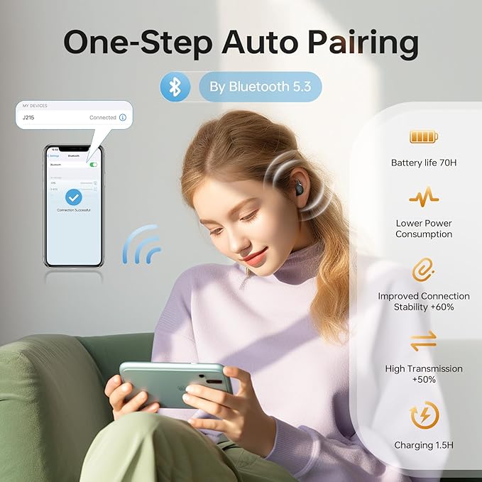 MUSICOZY Bluetooth 5.3 Sleep Earbuds, Wireless Sleep Headphones, Light-Weight Ear Buds for Sleeping, Silicone Ear Plugs for Snoring Blocking, Music Sleep Earplugs for Sleep Work Focus Travel