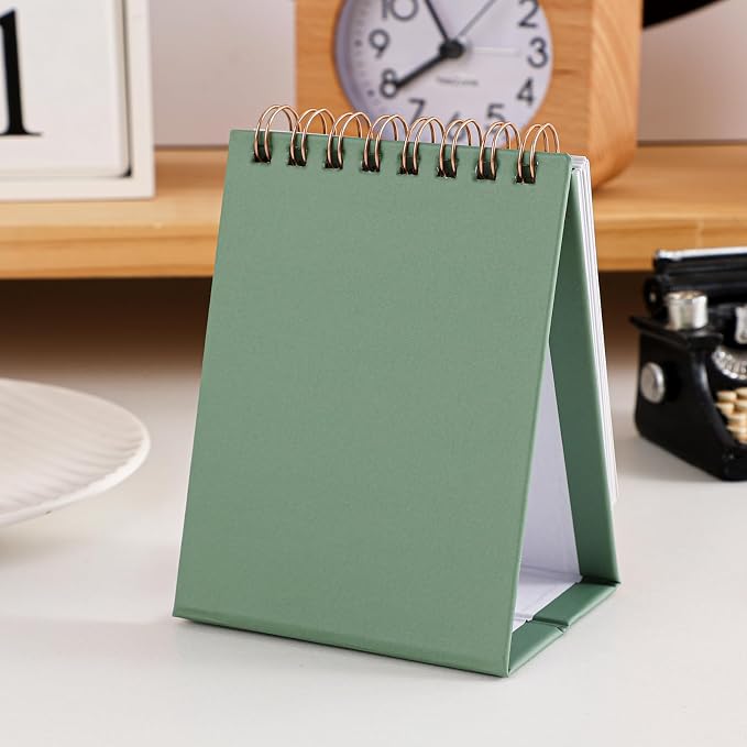 Mini Desk Calendar 2026-2027 - Runs From July 2026 until Dec 2027 Monthy Small Desktop Calendar 250 GSM Thick Paper Twin-Wire Binding for Home or Office (Green)