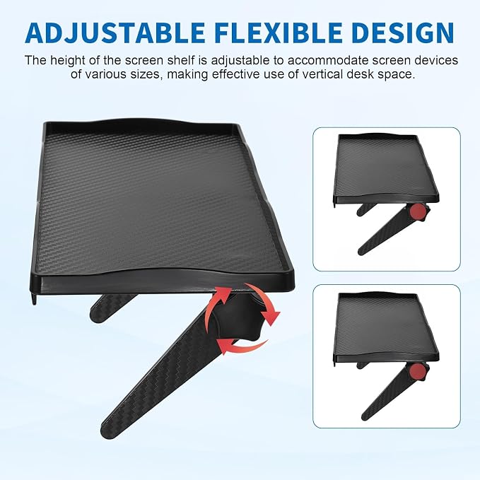 uxcell 2Pcs TV Top Shelf TV Monitor Shelf, 11.8" x 4.9" Plastic Shelves Monitor Top Bracket Universal Fit Shelves Storage Thickened for Media Box Game Console Router, Black
