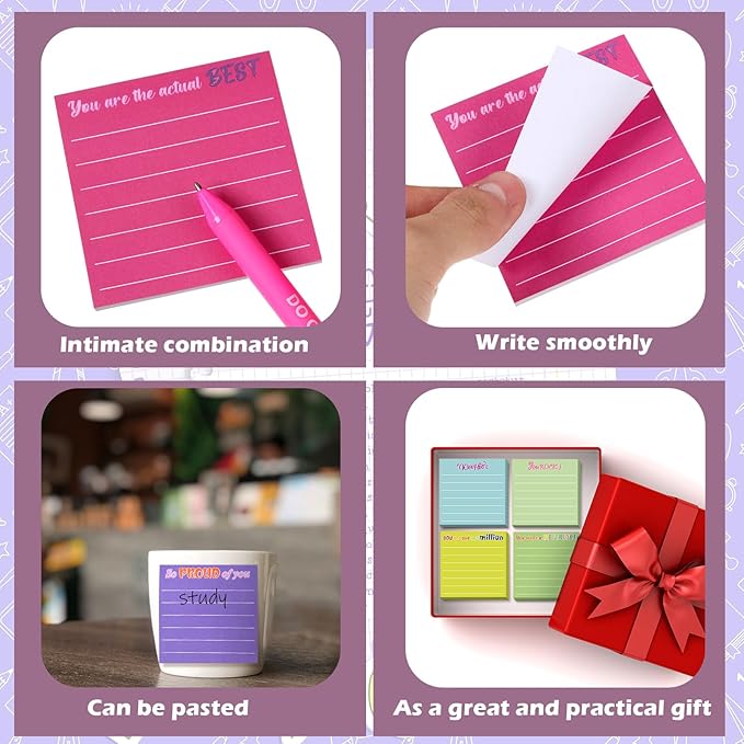 Yinder 48 Pcs Inspirational Sticky Notes Thank You Gift Motivational Sticky Note Pad Employee Appreciation Gift Bulk for Staff Coworker Teacher Nurse Office Groups 3 x 3'' (Thank You,Dark Color)