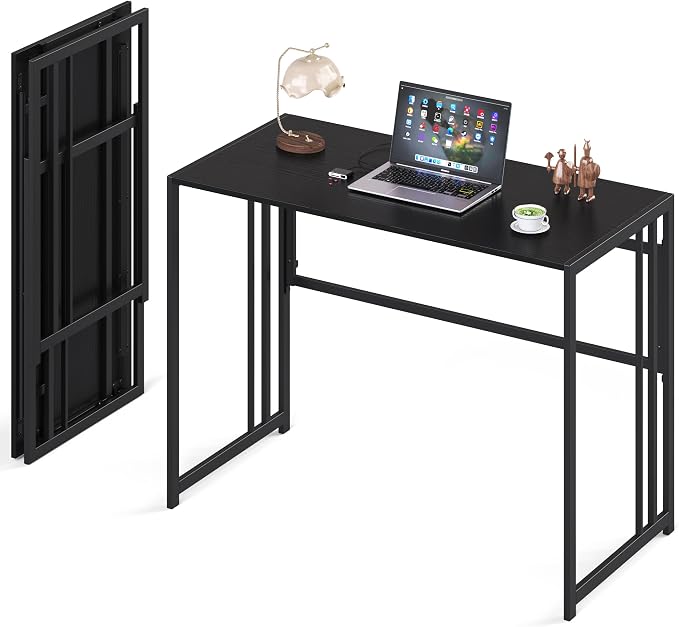 Elephance 40" Folding Computer Desk No Assembly Needed Foldable Small Home Office Desk Study Writing Desk Gaming Table for Small Space