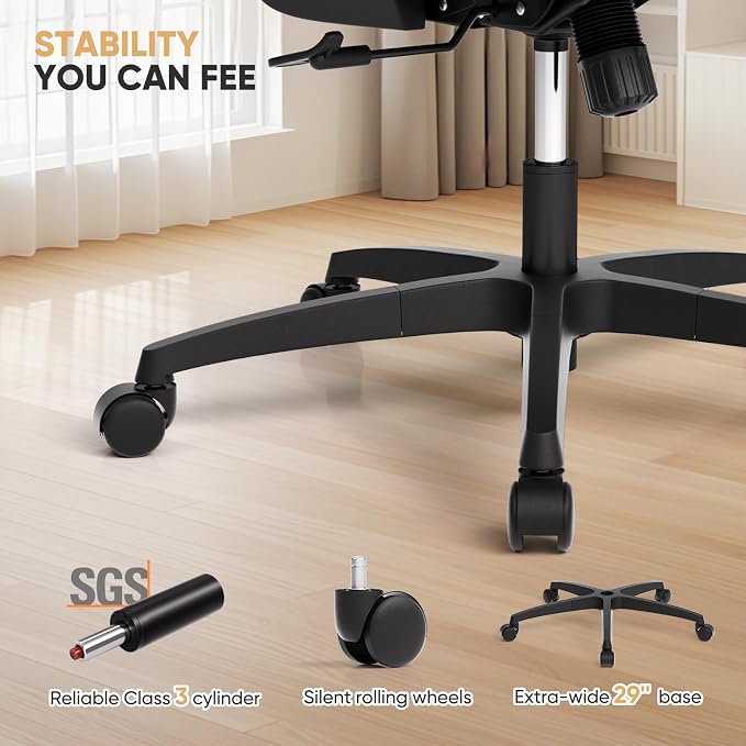 Magshion Mesh Office Chair, Ergonomic Desk Chair, Swivel Executive Chair | Adjustable Headrest, 3D Armrests, Tilt Lock, Lumbar Support, 350 LBS Capacity, for Home, Office
