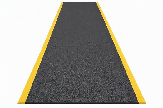 Guardian 24036001BY Soft Step Anti-Fatigue Floor Mat, Vinyl, 3'x 60', Black with Yellow Stripe
