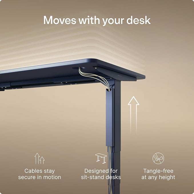 Desktronic Magnetic Cable Management Tray — No Drill Under Desk Cord Organizer, Holds 10 Cables, Reinforced Steel Cable Holder for Home Office, Gaming Setup & Sit-Stand Desks