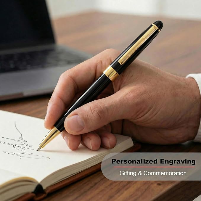 Yastar Custom Ballpoint Pen with a Custom Keychain - Advertising Buesiness Gift Office Writing Set- Engraved with Your Message Name Company Team Name, Phone Number Gift for Business Men/Women/Friends
