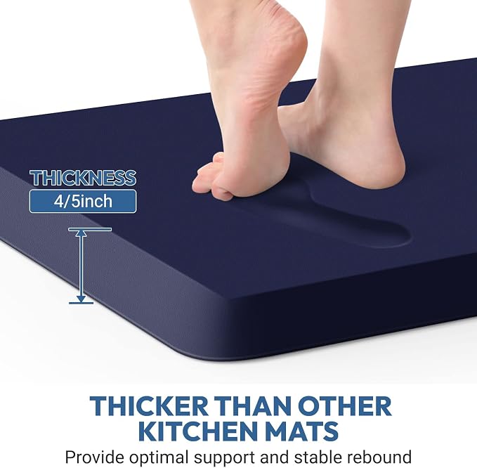 4/5 Inch Thick Kitchen Mat - Cushioned Anti Fatigue Mats for Kitchen Floor - Easy to Clean, Waterproof, Non-Slip Kitchen Rug for Sink, Office, Kitchen (30''x108'' Blue)
