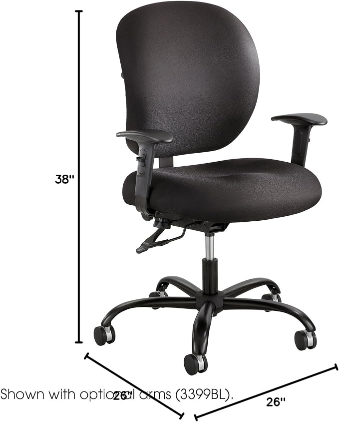 Safco Products 3391BL Alday 24-7 Task Chair (Optional arms Sold Separately), Black