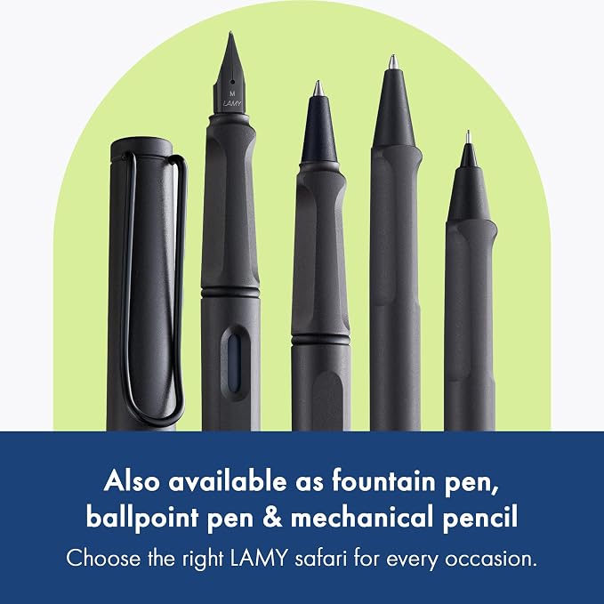 LAMY safari umbra - Rollerball Pen with ergonomic grip & line width M - for pleasant long writing - made of robust ASA plastic - including rollerball refill LAMY M 63 in black