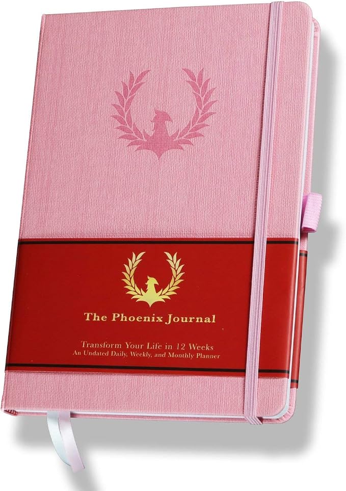 The Phoenix Journal - Quarterly Goal Planner, Daily Planner Journal & Organizer for Goal Setting, Productivity & Focus - Undated 12 Week Planner, Weekly & Monthly Planning, Habit Tracking - Hardcover (Pink)