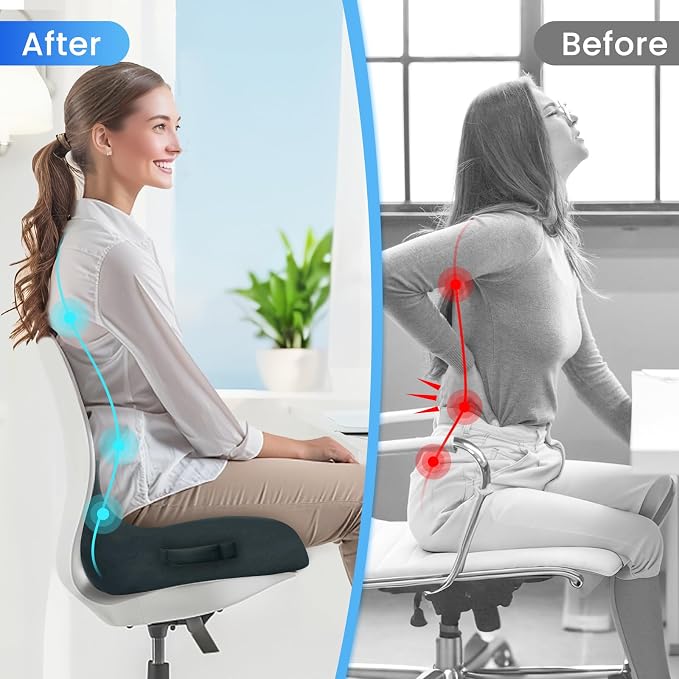 CushZone Seat Cushion, Memory Foam Office Chair Seat Cushion for Office Chairs/Car/Long Trip/Desk Chair/Gaming, X-Large Size for Sciatica & Hip & Tailbone Pain Relief, Sciatica Support (Deep Green)