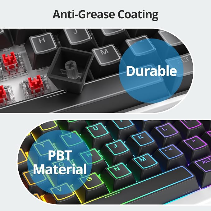 Guffercty kred 142 Key Black Cherry Profile Keycap Set, PBT Shine Through Translucent Characters Compatible with MX Switches Mechanical Keyboard(Ray Edge Black)