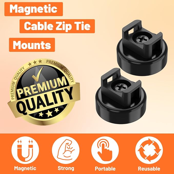 25 Pack Magnet Zip Tie Mount, KNU20 Cable Holder with 25LBS Pull, Rubber Coated 0.79in Dia Wire Clips, Multipurpose for Home Office Garage Marine Electrical