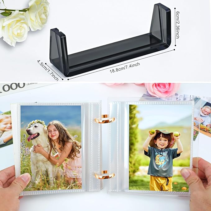 ZEEYUAN 4x6 Desktop Flip Photo Album on Stand Acrylic Picture Frame Holds 60 Pictures, 4x6 Standing Photo Album Double Side Display Gifts for Thanksgiving Christmas Valentines