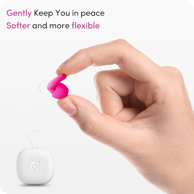 Audree Soft Ear Plugs for Noise Reduction, Reusable Flexible Earplugs for Sleep, Travelling, Focus, Study & Noise Sensitivity, 28dB Noise Cancelling, 8 Silicone Ear Tips in XS/S/M/L, Rose