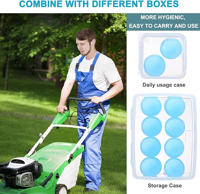 Reusable Silicone Ear Plugs, Waterproof Noise Cancelling EarPlugs for Sleeping, Mowing, Swimming, Airplanes, Concerts