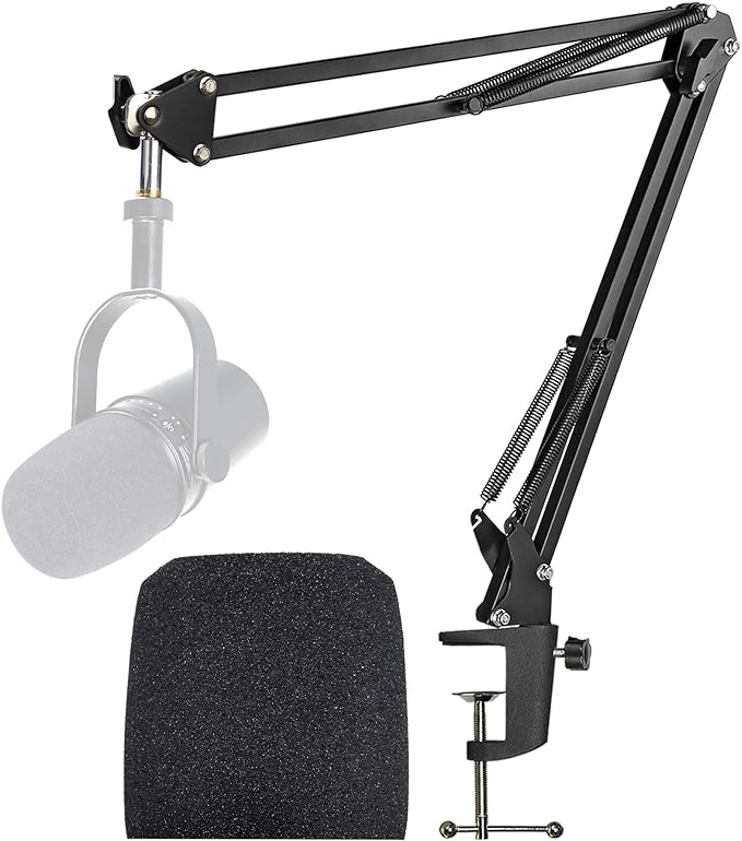 MV7 MV7X MV7+ Boom Arm - Mic Arm with Foam Cover Windscreen Compatible with Shure MV7 and Shure MV7X and Shure MV7+ Microphone with Pop Filter by YOUSHARES