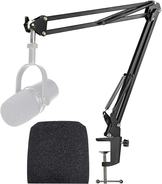 MV7 MV7X MV7+ Boom Arm - Mic Arm with Foam Cover Windscreen Compatible with Shure MV7 and Shure MV7X and Shure MV7+ Microphone with Pop Filter by YOUSHARES