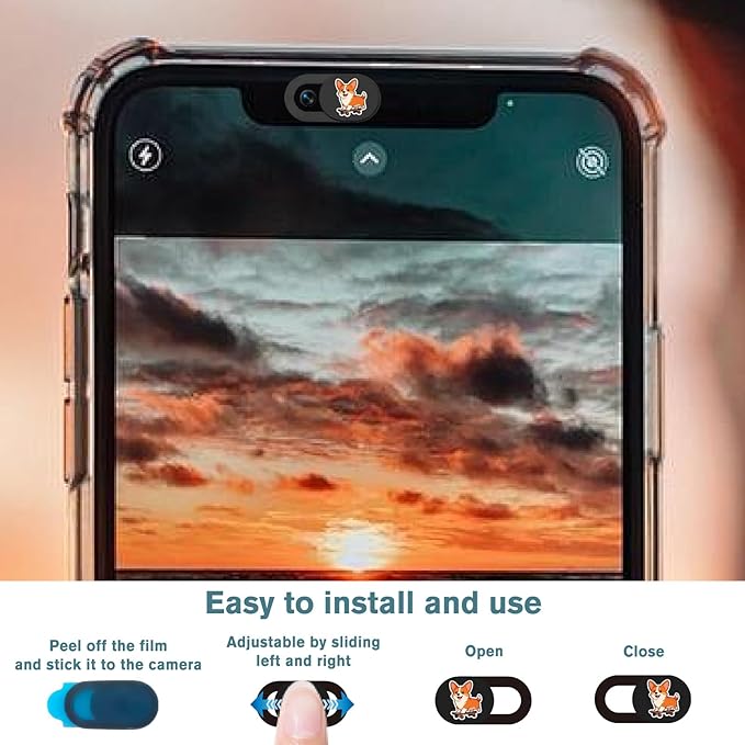 6Pcs 6 Styles Cute Camera Cover Slide Corgi Camera Cover Dogs Design Privacy Guard Webcam Protector for Laptop Desktop Computer Tablet Phone Notebook Mini PC Accessories Home Office Use
