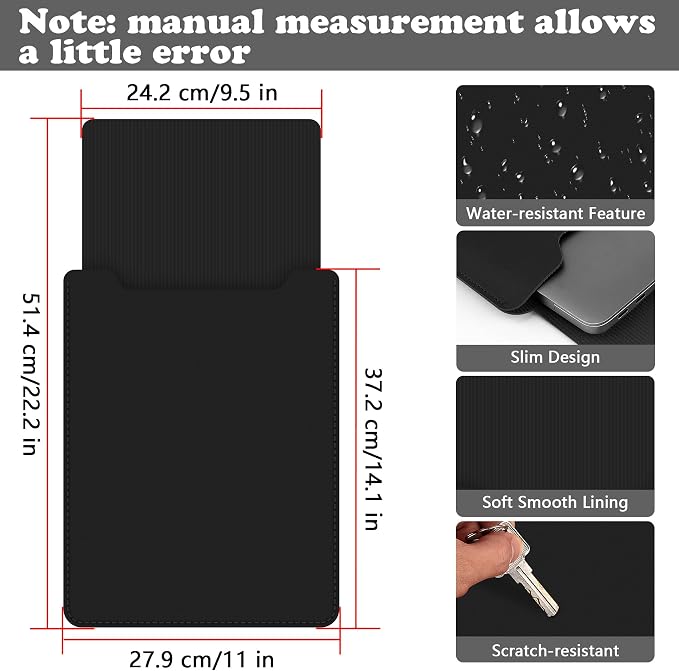 BVYA 15-16" Laptop Sleeve, PU Leather Laptop Case Compatible with MacBook Pro 16 2019-2021 M1 Pro M1 Max (A2485 A2141), Case Compatible with MacBook Pro 15 2010-2019 (A1990 A1707 A1398)