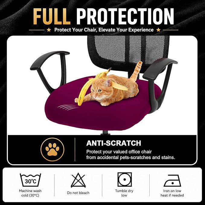 DIVA EN CAMINO DEC Stretchable Desk Office Chair Seat Cushion Covers - Universal Spandex Computer Chair Slipcover - Removable Washable Cushion Protectors for Dogs, Cats, Pets