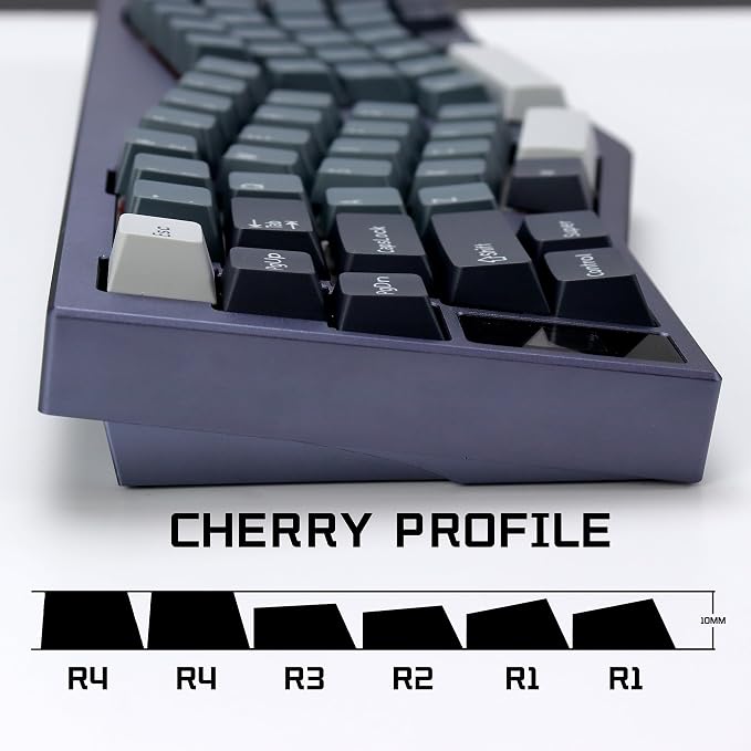 Apollo PBT Double Shot Keycap Set,176 Keys Grey Custom Key Cap Keycaps 60 Percent Cherry Profile Keycaps for 61/64/68/84/87/100/104/108 Mechanical Keyboard