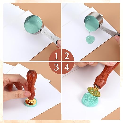 Wax Seal Stamp Kit,12pcs Sealing Wax Stamp Heads Flower Classical Wax Sealing Stamp Crafts Wax Seal Stamp with a Wooden Handle for Invitation Envelopes Letters