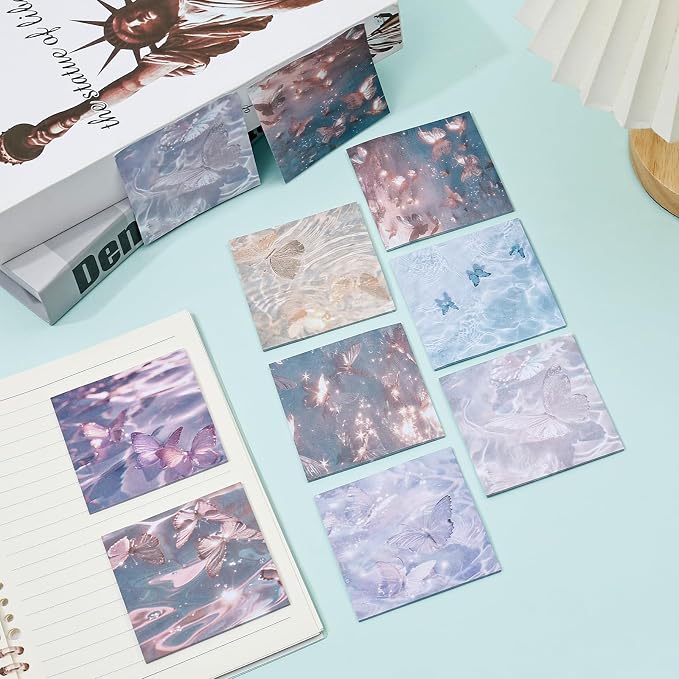 Temiary 160 Sheets 3x3 Inches Aesthetic Sticky Notes, 8 Packs Self Sticky Note Pads Strong Adhensive Post, Cute Sticky Accessories for Home Office School Notebook (Pink & Purple Series)