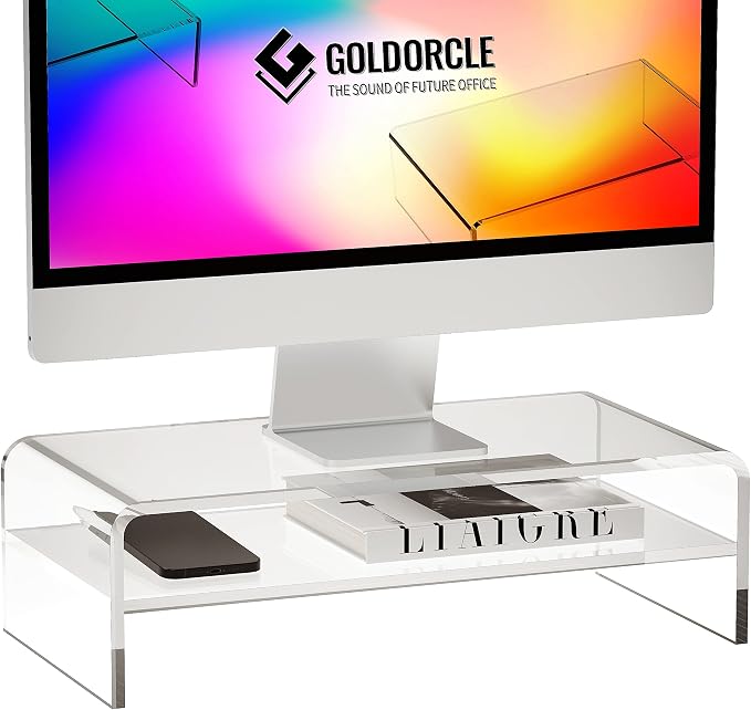 Acrylic Monitor Stand Riser Clear Computer Monitor Stand (Big)