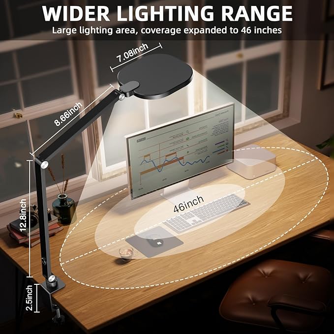 Video Conference Lighting for Computer, Dimmable Light for Video Recording, Meeting, Laptop & Webcam, 15W Ring Light for Desk with C- Clamp, Swing Arm, Remote, Memory & Timer CRI >95