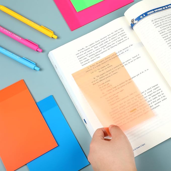 Yinder 4 x 6 Inch Transparent Sticky Notes Translucent Sticky Notes 240 Sheets Waterproof Clear Self Memo Pad See Through Back to School Bible Journaling Accessories Office School Supply(Bright)