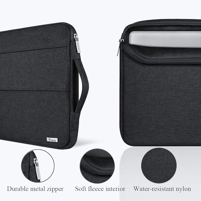 Voova 15.6 16 Inch Laptop Sleeve Case Compatible with MacBook Pro 16 M1/M2/M3/M4 Max 2019-2025, 15.6-16” Hp Lenovo Acer Asus, Waterproof Slim Computer Bag Cover with Handle, Black