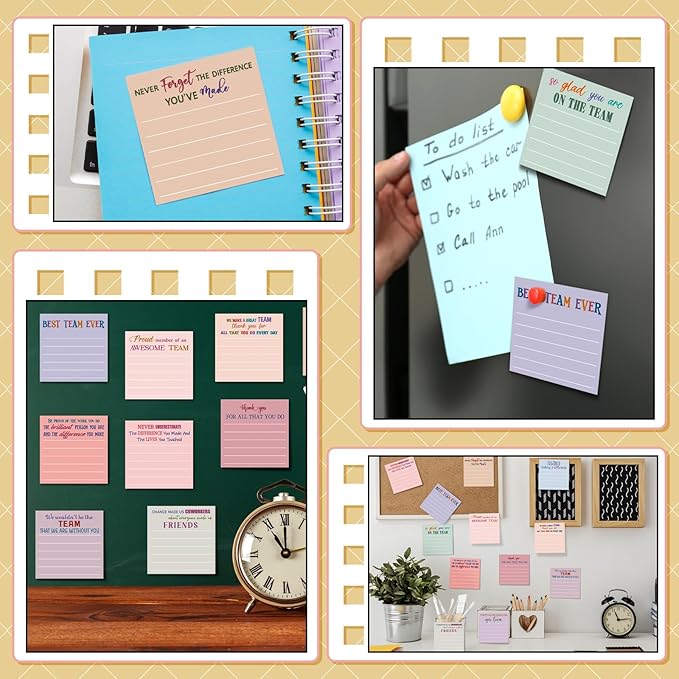 Yinder 24 Pcs Inspirational Sticky Notes Thank You Gift Motivational Sticky Note Pad Employee Appreciation Gift Bulk for Staff Coworker Teacher Nurse Office Groups 3 x 3'' (Team,Elegant)