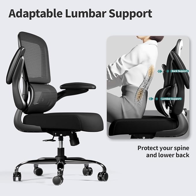 TRALT Office Chair - Ergonomic Desk Chair with Adjustable Lumbar Support, Mesh Computer Chair, Executive Chairs for Home Office Comfortable Lumbar Support Black Pack of 4