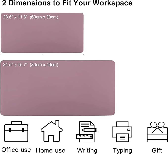 SUJAYU Dual Sided PU Leather Desk Pad, Mouse Pad, Office Desk Mat, Non-Slip Laptop Desk Pad, Waterproof Desk Writing Pad for Office and Home (31.5" x 15.7", Pink+Purple)
