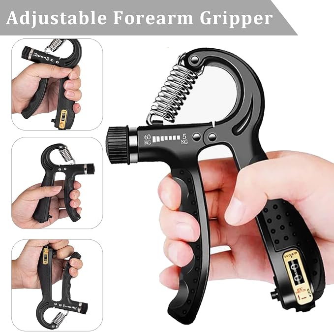 Grip Trainers, Including Forearm Strengtheners, Finger Trainers, Mechanical Counting Grips, Grip Balls, Hand Grippers, Strengthening Devices for Strength Training, Grip Improvement and Hand Exercises (5-Pack)